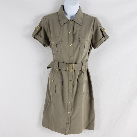 Studio I Dresses & Skirts - Studio I Shirt Dre 4Pss Utility Style Snap Khaki